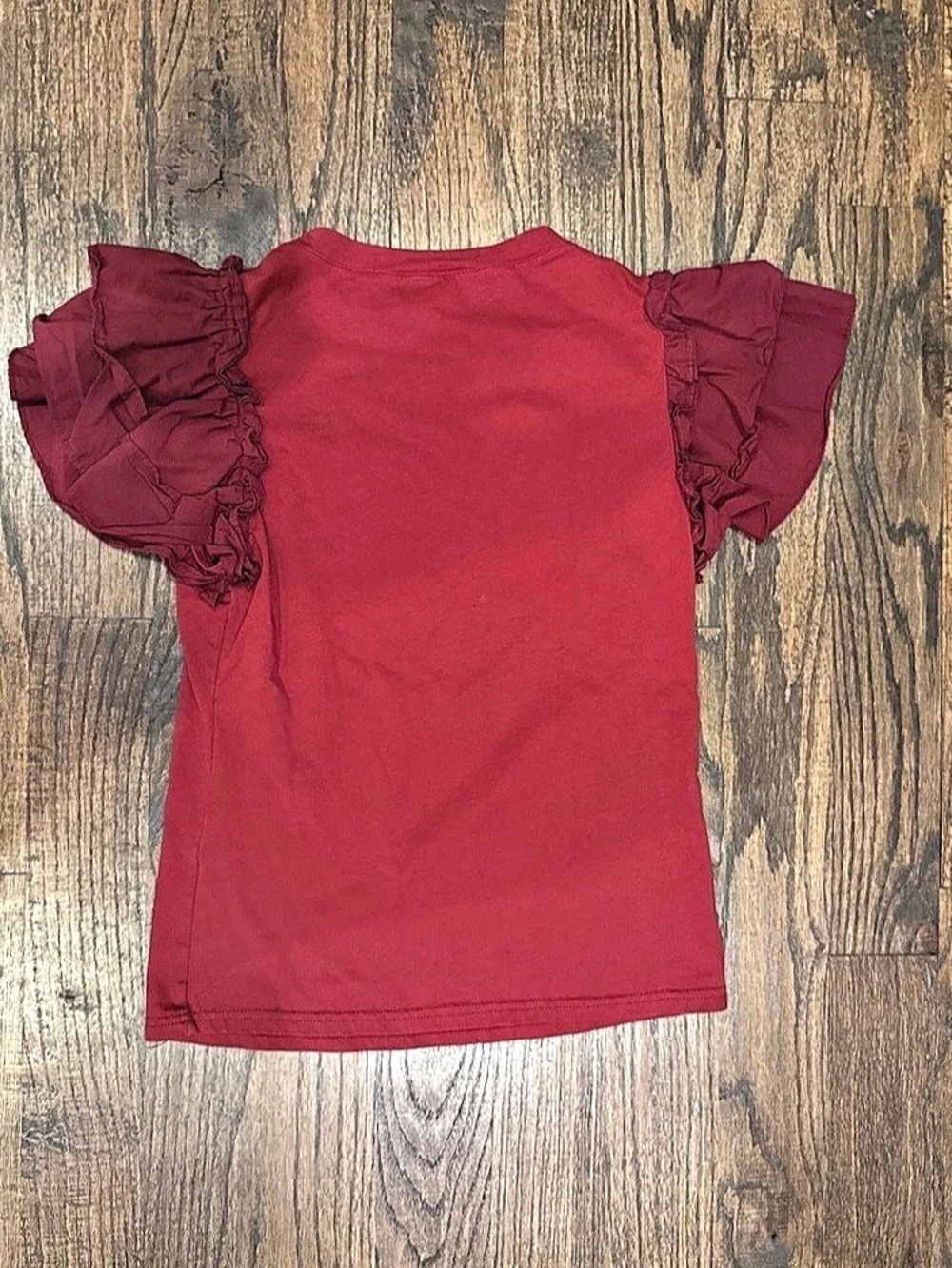 Strut & Bolt Ruffle Sleeve TopSmall Red Tee - Picture 7 of 7